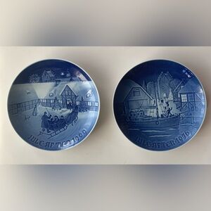 Bing & Grondahl 1969/1976 Dark Lavender Christmas Plates Denmark Lot of 2
